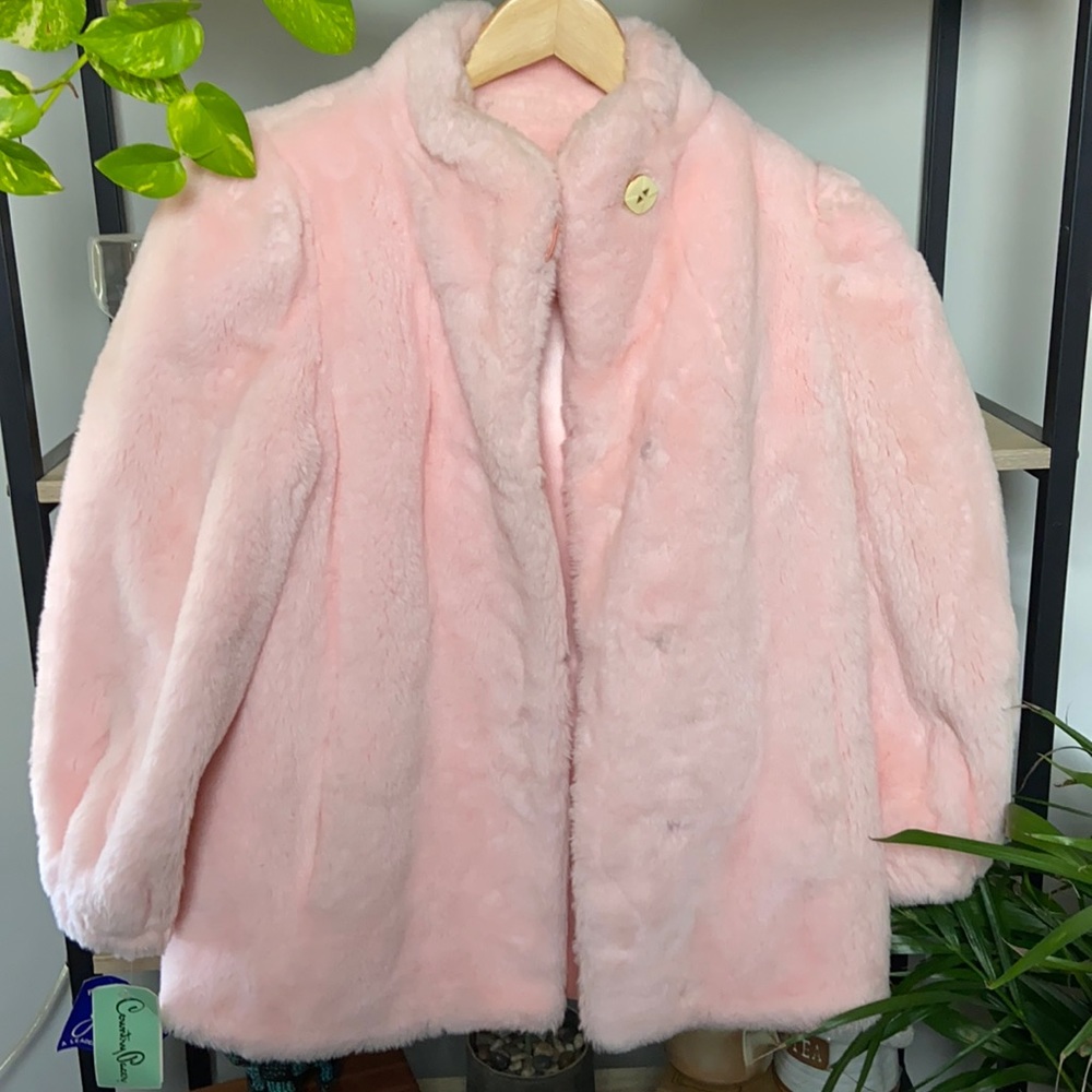 Country Pacer pink faux fur coat VINTAGE NEW